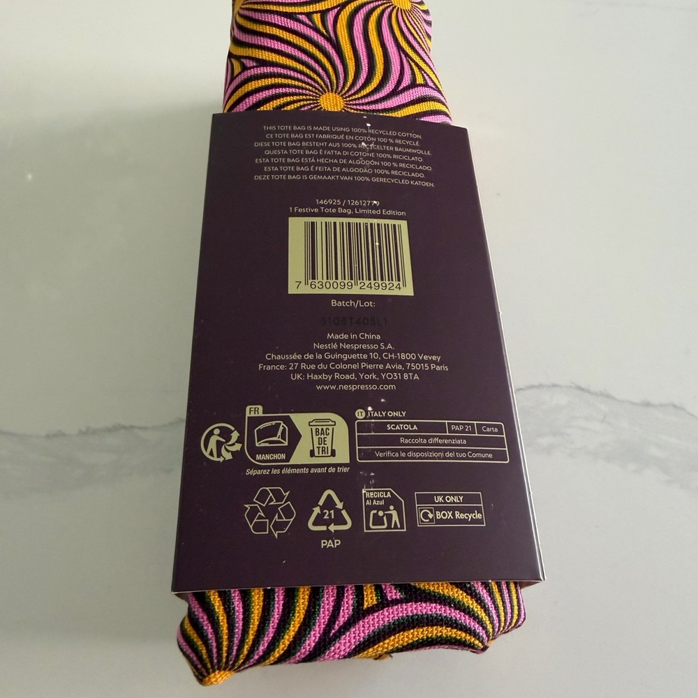 Nespresso Pink and Yellow Swirl Tote Bag - Picture 4 of 7
